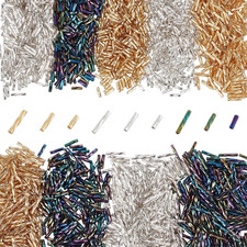 1998Pcs 9 Style Glass Bugle Beads, 6/9/12mm Long Tube Seed Bead Loose Spacer Bea