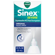 Vicks Sinex Severe Nasal Decongestant Spray Fast Acting Relief 0.5 oz Pack of 4