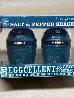 BIG GREEN EGG grill Salt & Pepper Shakers NEW unused