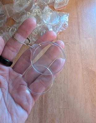 Clear Plastic Round Blank Photo Insert Keychains w/ Split Rings, DIY Lot of 25