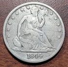 1844 Seated Liberty 50c 18/18 WB-102 VP-002 Repunched Date FINE Error Coin
