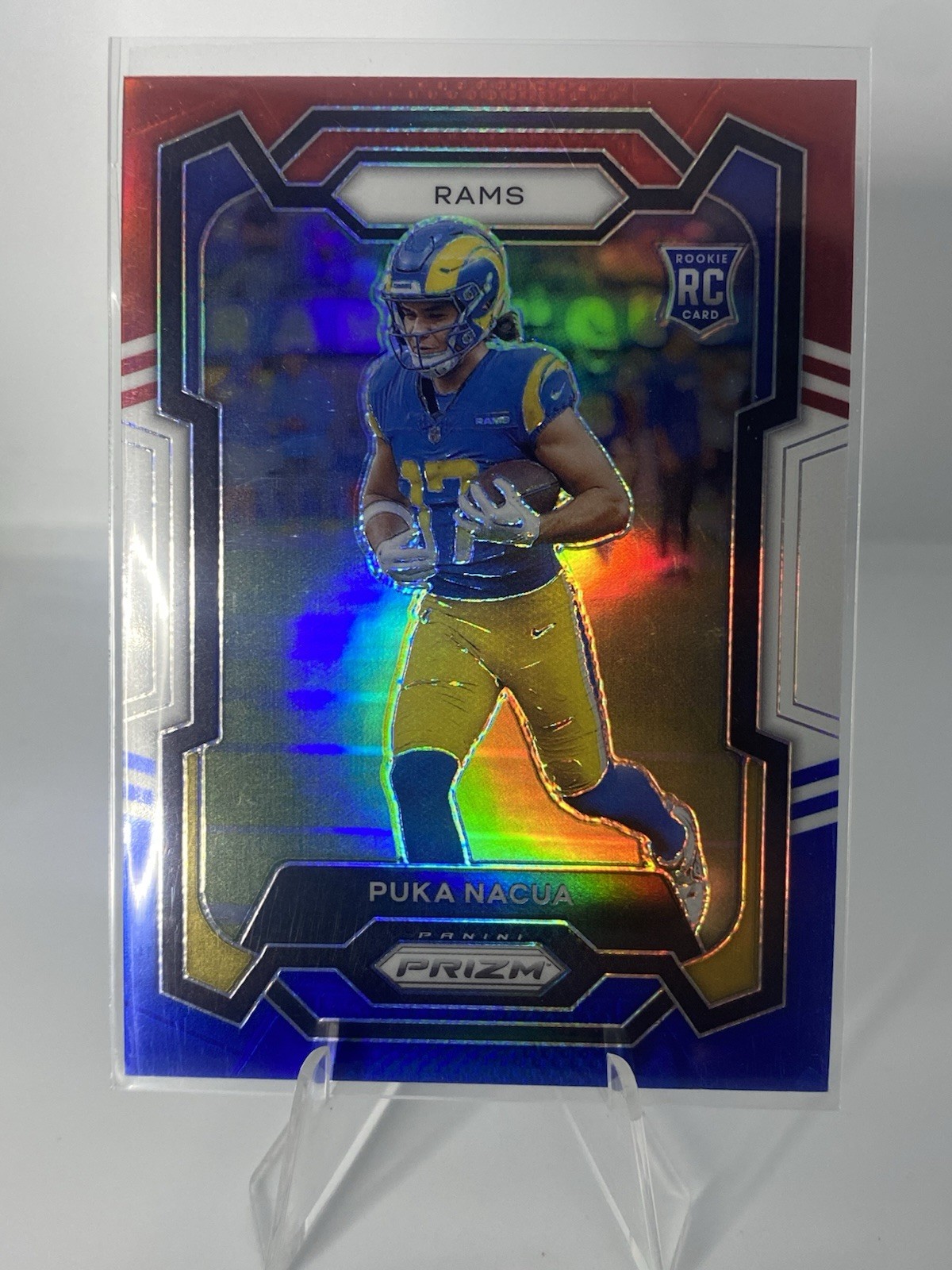 2023 Panini Prizm #357 Puka Nacua Red White Blue Prizm RC BYU Rams WR