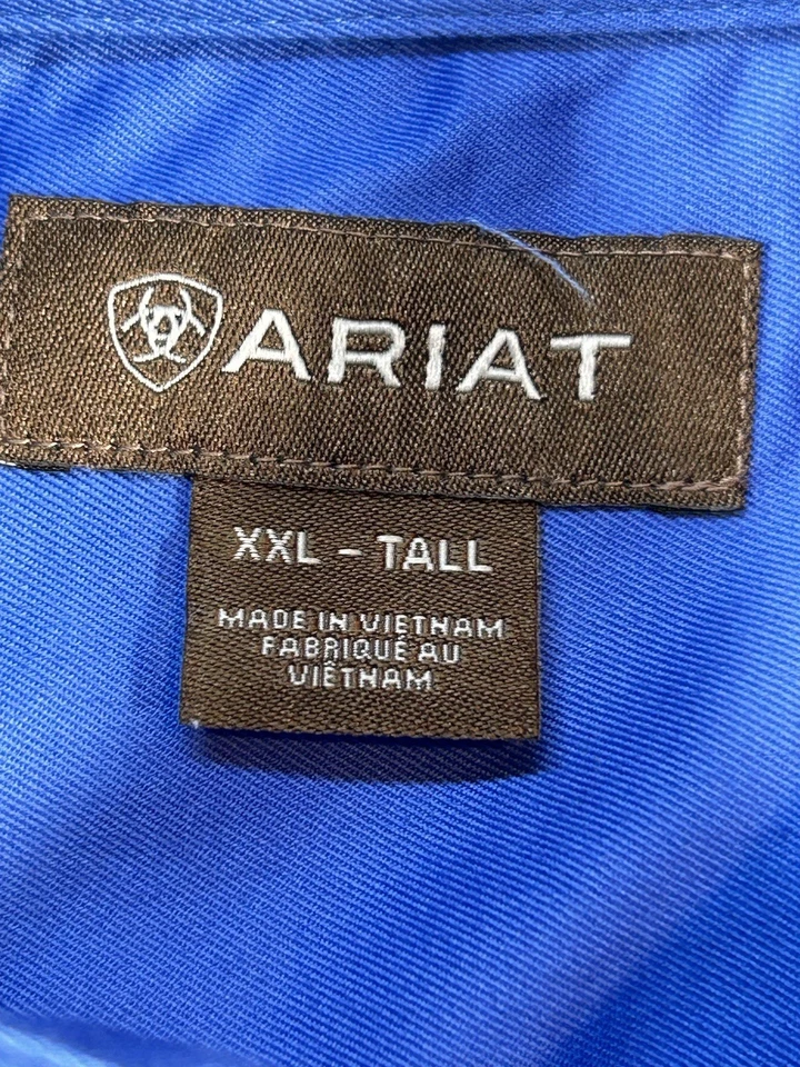 Классическая мужская футболка с логотипом команды Ariat XXL высокая синяя с флагом США в полоску со звездами - Изображение 2 из 4