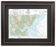 Framed Nautical Chart 11506 - St. Simons Sound, Brunswick Harbor & Turtle River