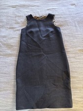 Dolce And Gabanna Pencil Mid Length Dress Grey Leopard Interior Print Size 40