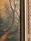 ANTIQUE COUNTRY FARM PRIMITIVE FOLK ART DAIRY COWS GIRL OIL PAINTING WOOD FRAME — photo 5