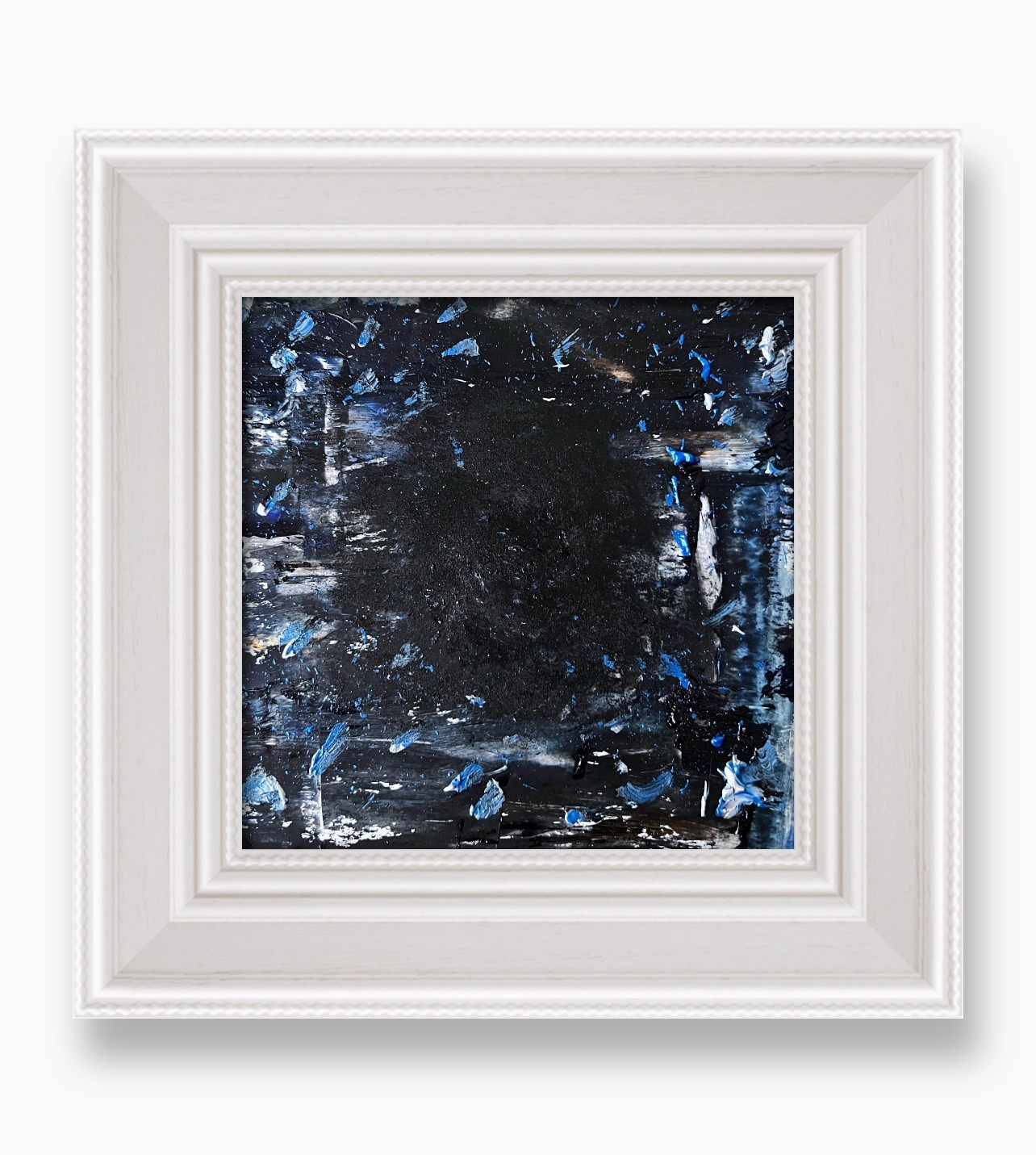 Dark Matter Abstract Painting - Masculine Cosmic Texture Framed Wall Art Gift 6”