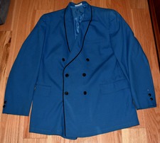 Vintage 1950s 1960s Doo Wop Singer Blue Double Breasted Suit 42L After Six Tux