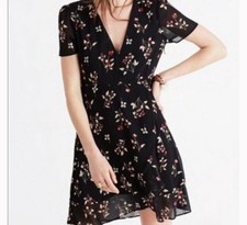 Madewell Posey Black Floral Ruffle Dress - Size 8