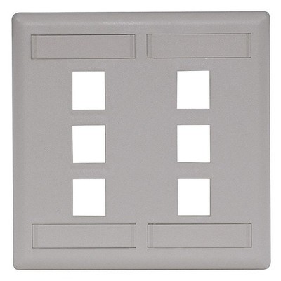 HUBBELL PREMISE WIRING IFP26OW Plate,6 Ports,Office White,Flush 22LU94