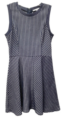 BCBG Maxazria Wilma Knit Fit & Flare Blue Striped Sleeveless Zip Dress Size 6