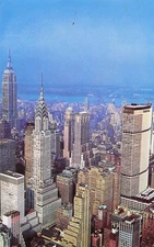 Postcard, Manhattan, Empire State, Chrysler, Pam Am Buildings, New York City