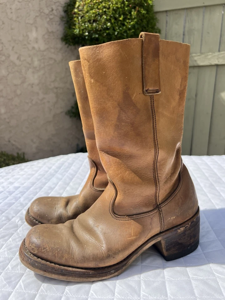 Vintage Early Cats Paw Heels Campus Pull On Boots Sz 8 D Leather Made In Korea - Image 2 of 4