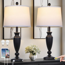 Rinweey 27 Black Table Lamps Set Of 2 3 Way Touch Control Living Room Lamps Usb
