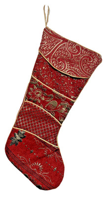 Dan Dee Christmas Stocking Floral w/Diamond Lattice Design Card Holder Stocking