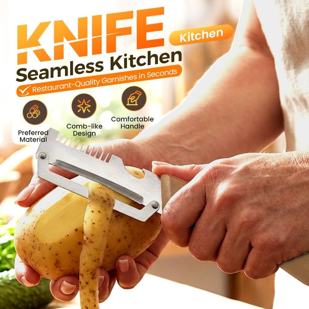 3-in-1 Multifunctional Peeler Stainless Steel Grater Slicer Wooden