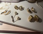 VINTAGE Earrings Lot of 5 Pairs of Gold Earrings with Pearl/Stone Accents Unique — photo 1