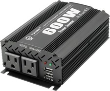 600W Power Inverter DC 12V to AC 2 Outlets 110V Car Charger Plug