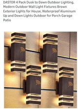 Outdoor Wall Lights Up and Down Aluminum 4 Pack Dusk to Dawn