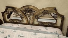 Art Deco Designer Doppel Bett Nickel Messing und Verspiegelt