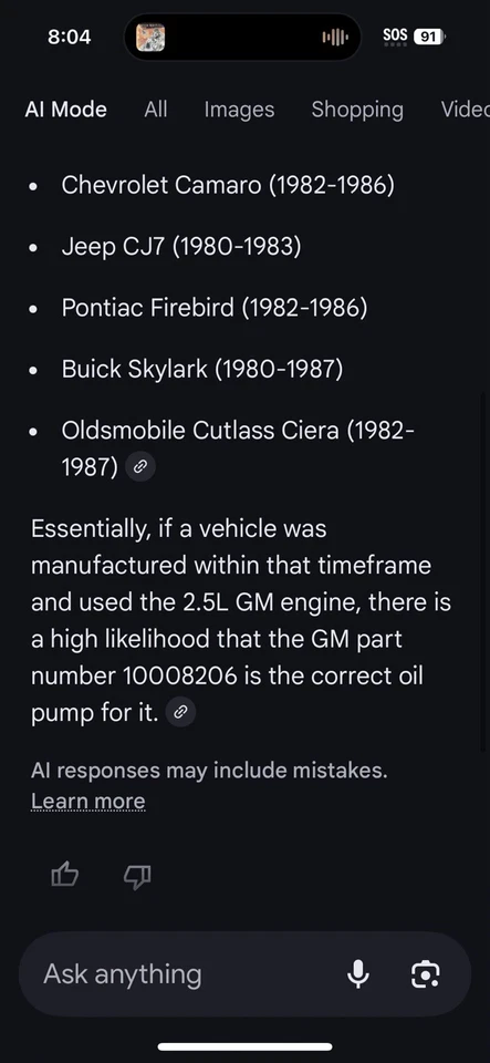 Новый оригинальный производитель GM 10008206 масляный насос с экраном 2,5 л Buick Chevy Pontiac CJ 7 Jeep Camaro - Изображение 3 из 4