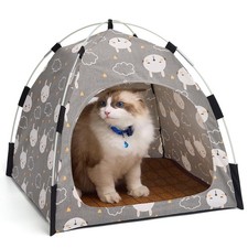 Cute Gray Pet Cave Indoor Cat Tent House NonSlip Removable Cushions Dogs
