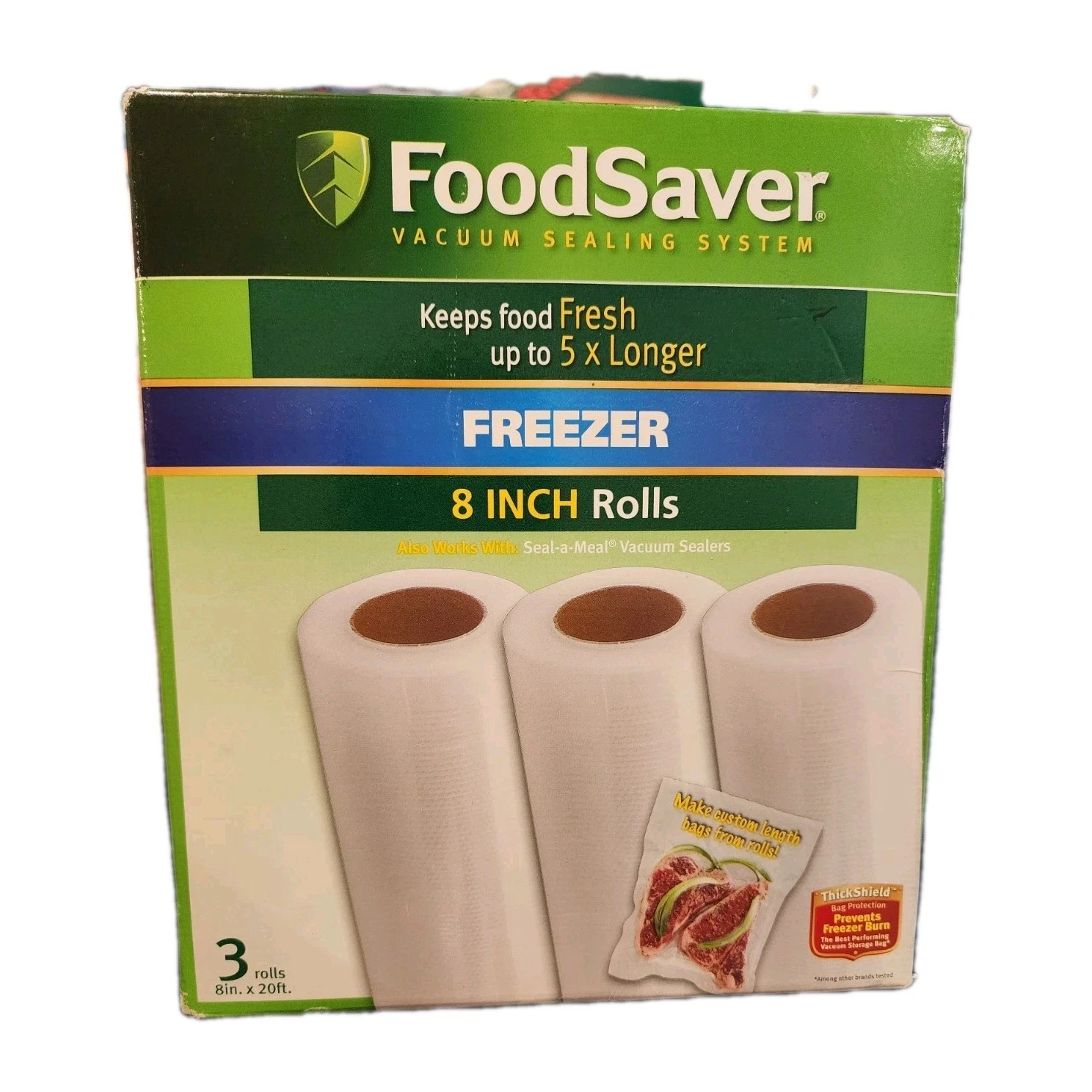 Food Saver Freezer 3 Rolls 8in x 20 Ft Vacuum Sealer