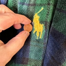 Polo Ralph Lauren Robe Mens Microfiber Plush Black Watch Plaid Big Pony