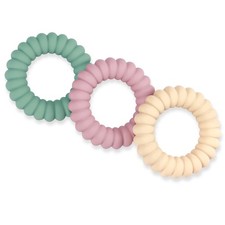 Baby Teether Toys, Silicone Rings with Rattle for Babies, Multi-color