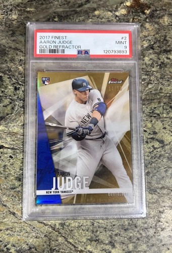 2017 Topps Finest Rookie Aaron Judge Gold Refractor /50 #2 PSA 9