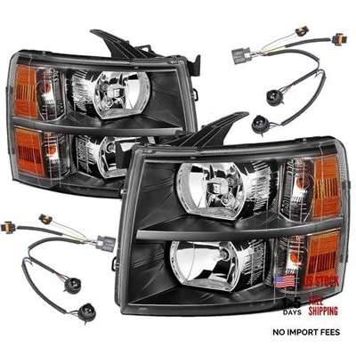 APSVE Headlights and Wiring Headlight + Harness Black Housing Amber Corner