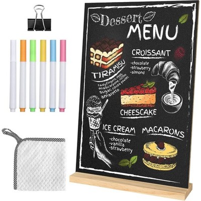 Double Sided Tabletop Chalkboard Sign with Wooden Stand 7.9x11.8 Inch Menu Board