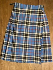 Borderglen Kilt Blue, Black, White, Red Plaid Wool made in Scotland 26  waist