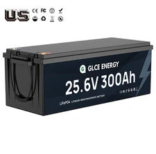 24V 300Ah LiFePO4 Deep Cycle Lithium Battery w/ 200A BMS for Solar RV Off-grid