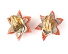 Vintage Hand Carved Natural Red Coral Bouquet Clip On Earrings — photo 4