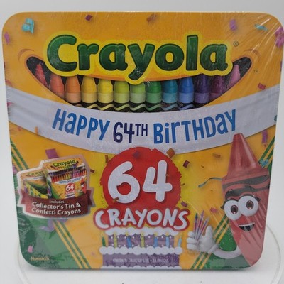 Collectible Crayola Crayons 64 Count 64th Birthday Tin Assorted Colors Kids Gift