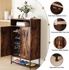 7-Tier Farmhouse Shoe Cabinet Wooden Shoe Storage Organizer 24-Pair Rustic Brown — photo 4