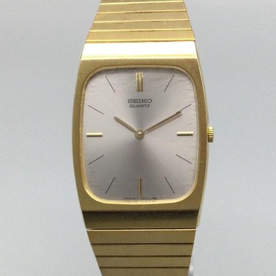 Vintage Seiko Mens Watch 26mm Silver Dial Gold Tone 7430-5580 New