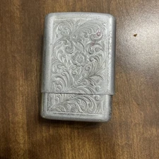 VTG 1950s Park Industries Cigarette Holder/Dispenser Floral Etched Silver MCM