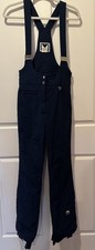 Obermeyer Vintage Bell Botton Flare Leg Ski Bibs sz 8 Navy Blue