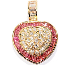 Anhänger Gold Herz Diamanten 2,65c Saphir pink 1,13c 750/18K 34x24mm 10g