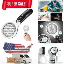Lightweight 5X/45X Magnifying Glass with 3 Bright LEDs for Elderly Reading Aid