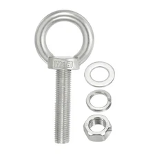 M16 x 60mm 304 Stainless Steel Lifting Shoulder Eye Bolt with Nuts Washers