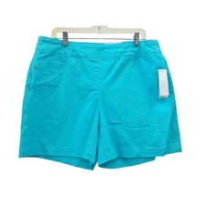 NWT WESTBOUND Aqua Blue 6" Inseam Mid-Rise Pull On PARK AVE FIT Shorts Sz 14