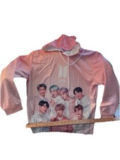 BTS Band Peach Orange Long Sleeve Hoodie Sweatshirt Ears Polyester Sz M