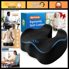 Memory Foam Seat Cushion For Office Chair Car Seat - Ergonomic Comfort Black
