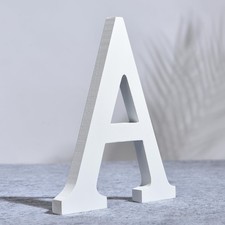 8 Inch Wooden Letter A for Wall Decor, Large White Wood Standing Letters for ...