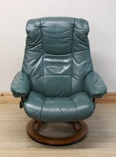 Ekornes Stressless Mayfair Sea Green Leather Recliner Armchair / Chair & Stool