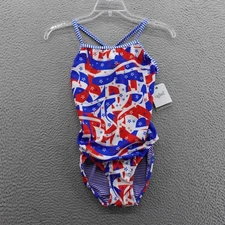 Dolfin Uglies USA One Piece Training Swimsuit Size 38 Red White Blue Womens NWT