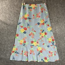 Vintage Skirt Women Small Blue Floral Maxi Cottage Prairie 90s Y2K Easter Church